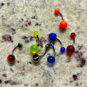 Colorful Acrylic Belly Button Rings – Curved Barbell Navel Jewelry (Set of 7)